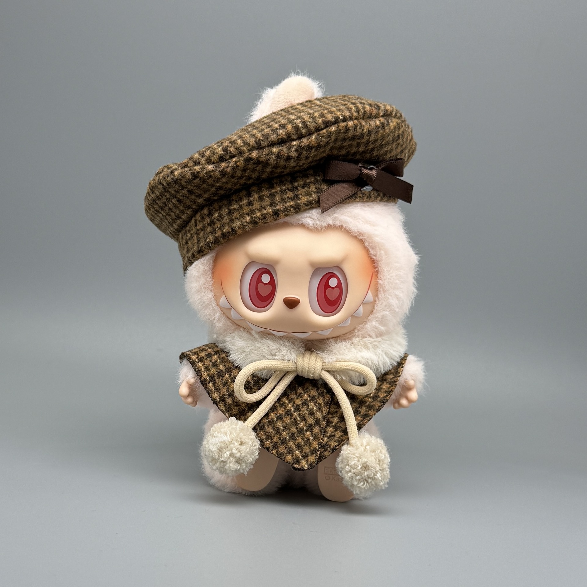 Pendant, minifigure, cute hat, trench coat, cloak, children's clothing, second generation, Chanel style, 3 piece set