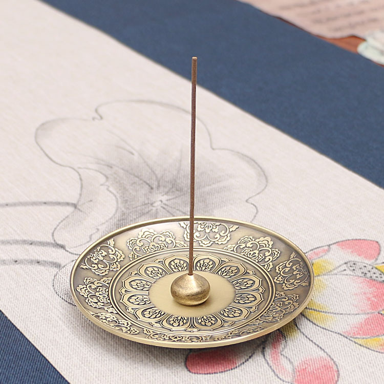 Quemador de incienso de estilo antiguo de cobre, soporte para varillas de incienso de loto, decoración zen para el hogar, sin caída de ceniza. image 4