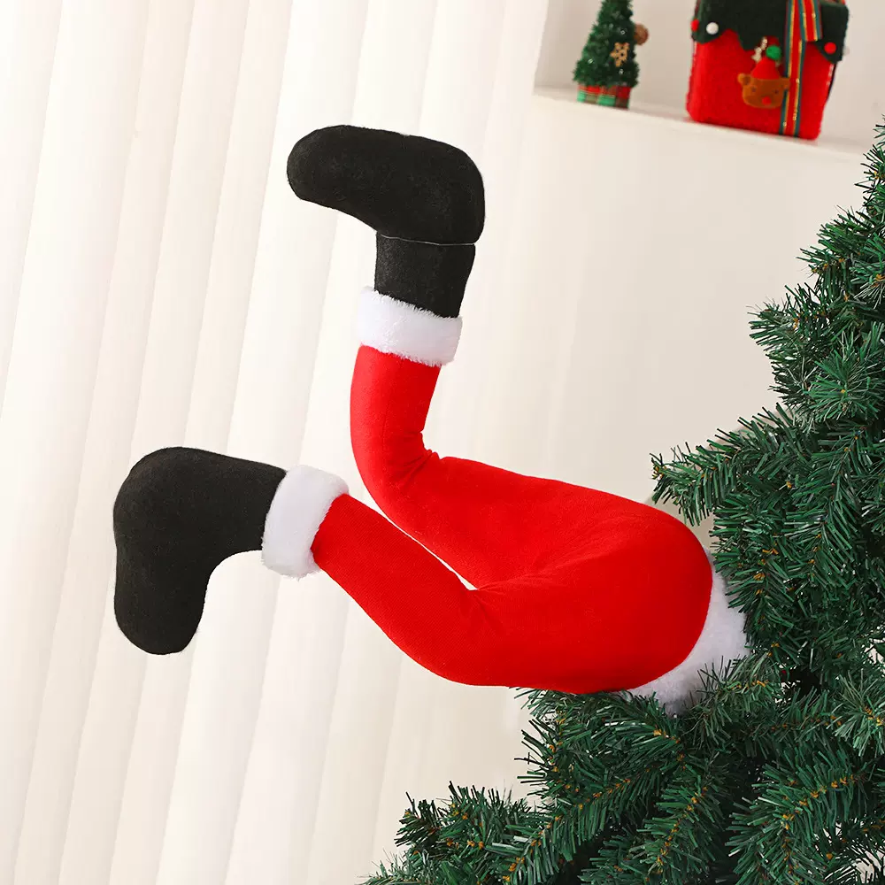 跨境现货圣诞精灵腿圣诞节装饰创意圣诞树挂件圣诞精灵礼物挂件