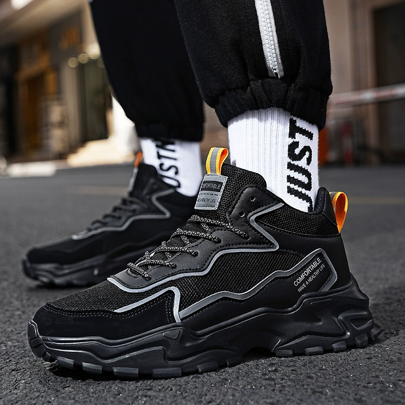 Мужские кеды high-top 2024 весна-осень новый мужской дышащий 4 см высота усиленная сетчатая повседневная кроссовки