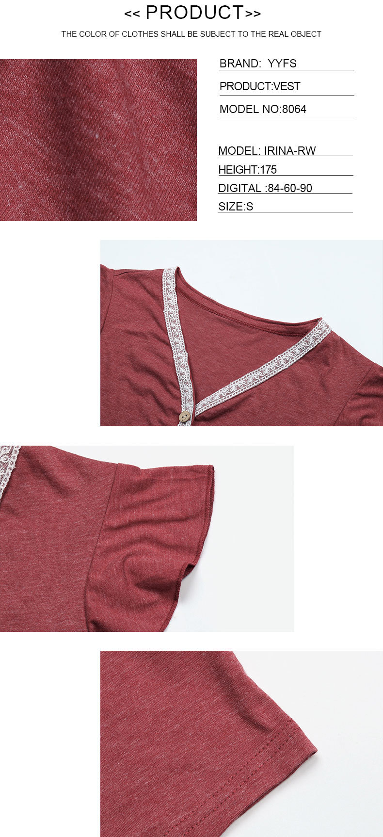 T-shirt manica corta scollo a V tinta unita_voghion.com