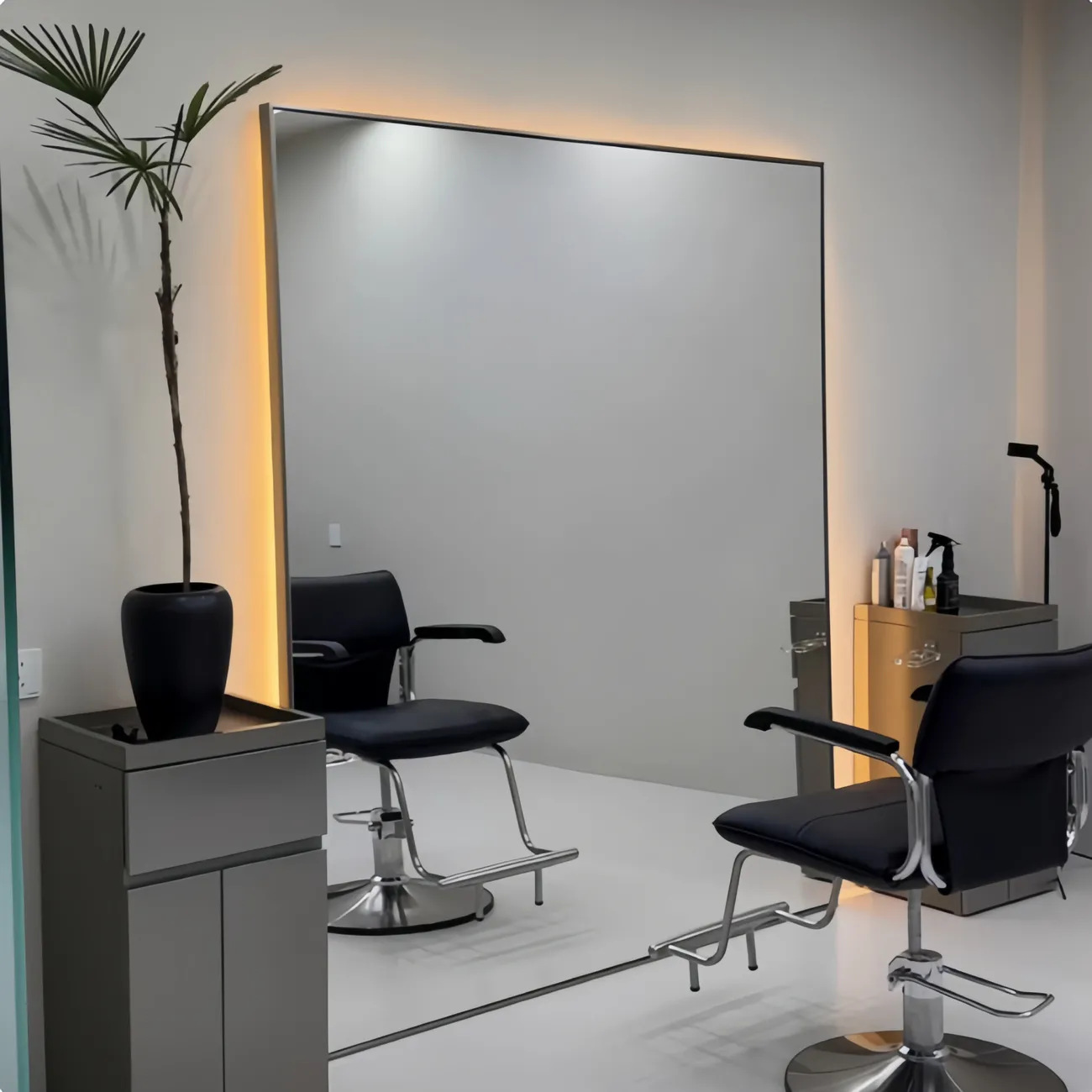 Espejo de peluquería con lámpara de línea para salón de peluquería, espejo de corte de pelo, espejo de pared, espejo de peluquería