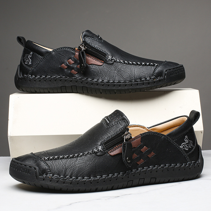 Herren Business Freizeitschuhe Aus Leder Handgenähte Slipper_voghion.com