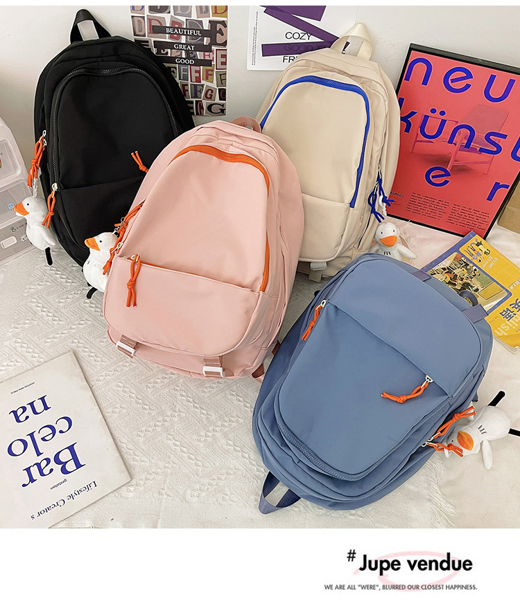 New Schoolbag Simple Large-capacity Multi-layer Solid Color Small Pendent Backpack display picture 4