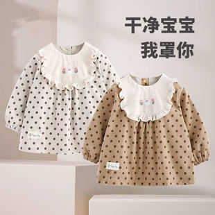 Children's Clothing Autumn and Winter Small and Medium-Sized Kidsren's Smock Baby Waterproof and Anti-Dirty Eating Bib Girl Sweet Kidsren's Reverse Dressing Trend