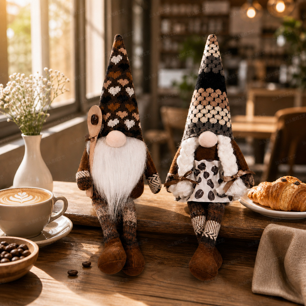 2023 nuevo festival de café transfronterizo muñeca sin rostro colgando café molido a mano decoración navideña decoración diaria del hogar