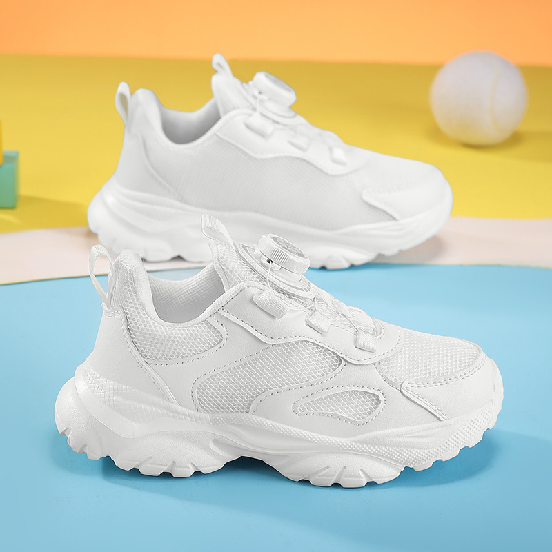 Zapatos para niños, zapatos blancos para niños, zapatos blancos para niñas, jardín de infantes, estudiantes de primaria, zapatos para correr para niños grandes, zapatos deportivos transpirables de malla