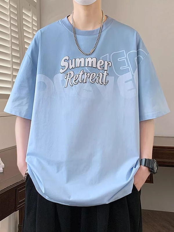 グラデーション半袖tシャツ男の子夏新作ゆるい半袖上着青少年ファッションブランド|undefined