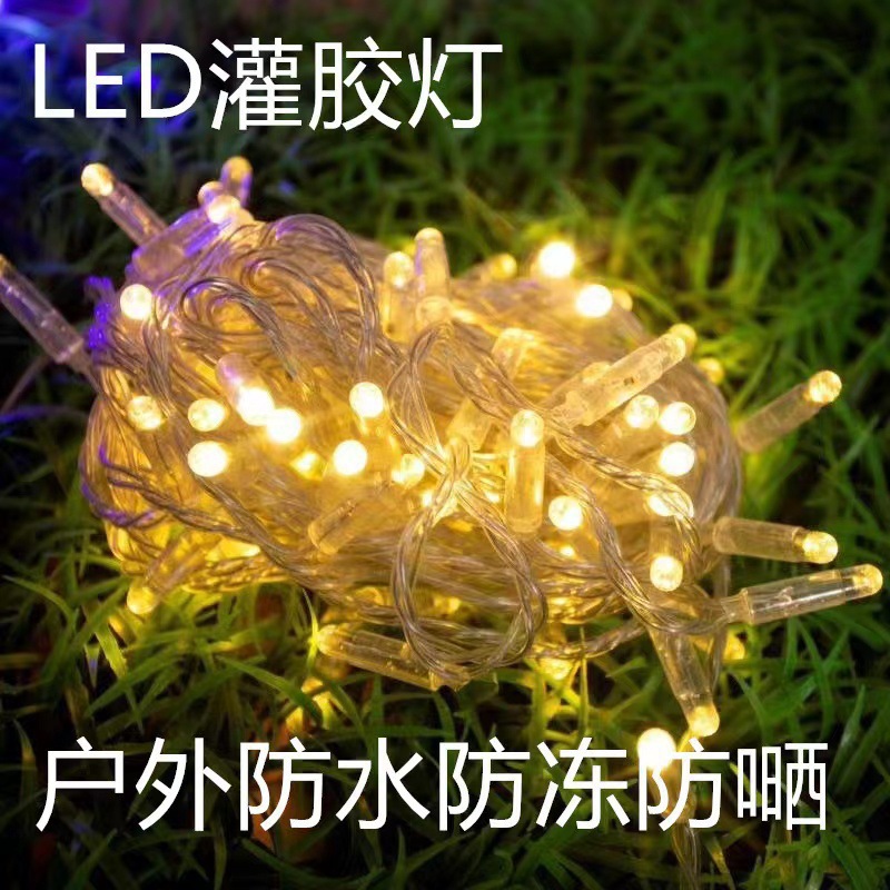 led灌胶灯串户外防水打胶高亮大灯珠节日街道绕树工程亮化氛围灯