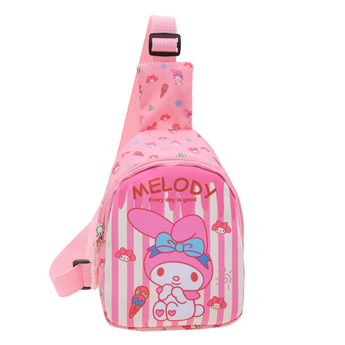 Children's chest bag, Japanese and Korean version, casual snack bag for going out, cartoon printed shoulder bag, trendy and versatile children's crossbody bag for women
