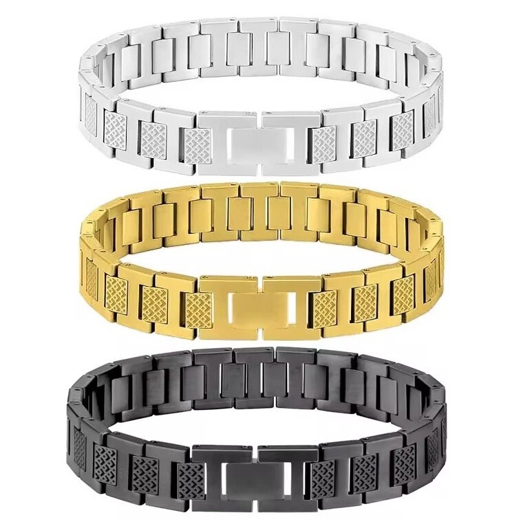 Titanium steel men's bracelet, fashionable geometric design, available in gold, silver, and black, a bestseller in cross-border sales Titanium steel men's bracelet, fashionable geometric design, available in gold, silver, and black, a bestseller in cross-border sales