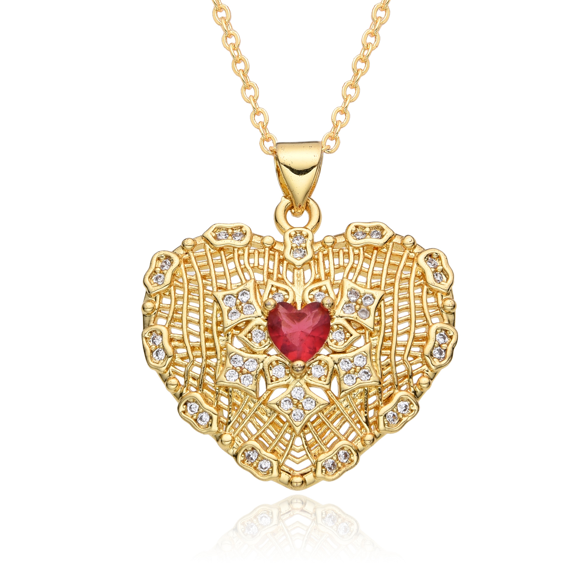 8g Weight Copper Pendant Material Zircon Inlay Material Pendant Necklace Classification Copper Chain Material 1 Piece Quantity Holiday, Daily Occasion Copper Material Heart Shape Pattern Women's Gender Inlay Design Retro, Simple Style, Shiny Style Copper Inlay Heart Shape Zircon Pendant Necklace 7