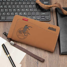 跨境2025新款拉链卡位手机时尚男士钱包长款手拿包包多大容量