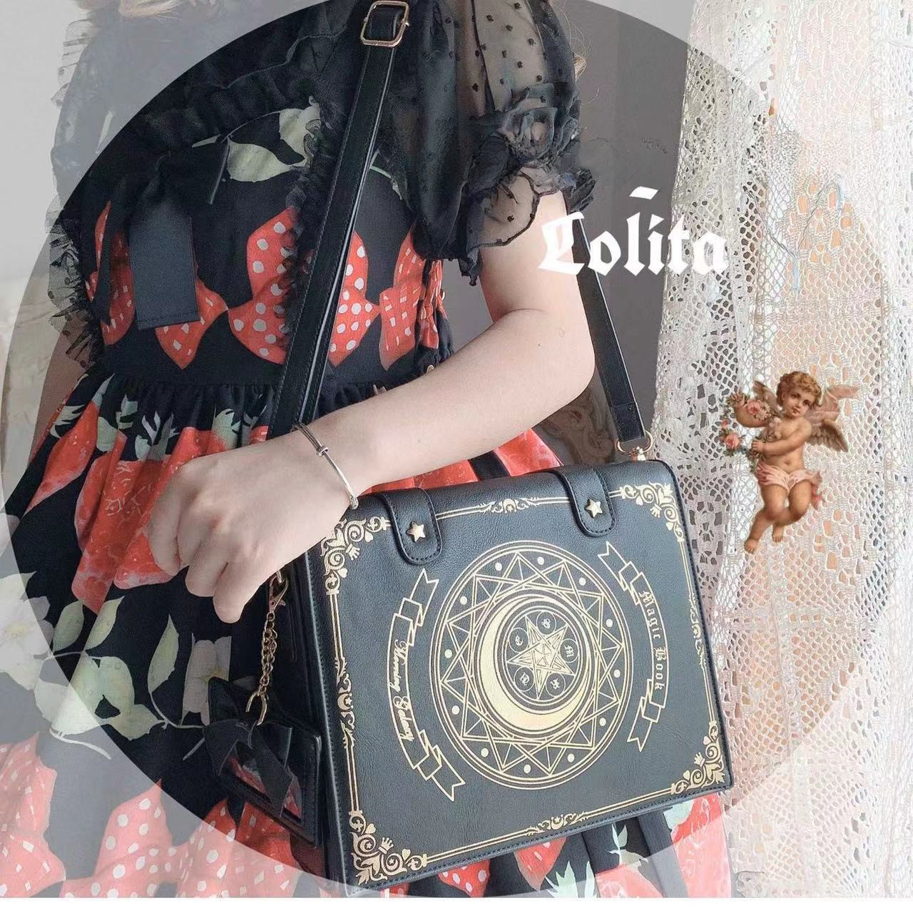 2022 New lolita bag original design star and moon magic book diagonal shoulder flip women's sweet and elegant_voghion.com