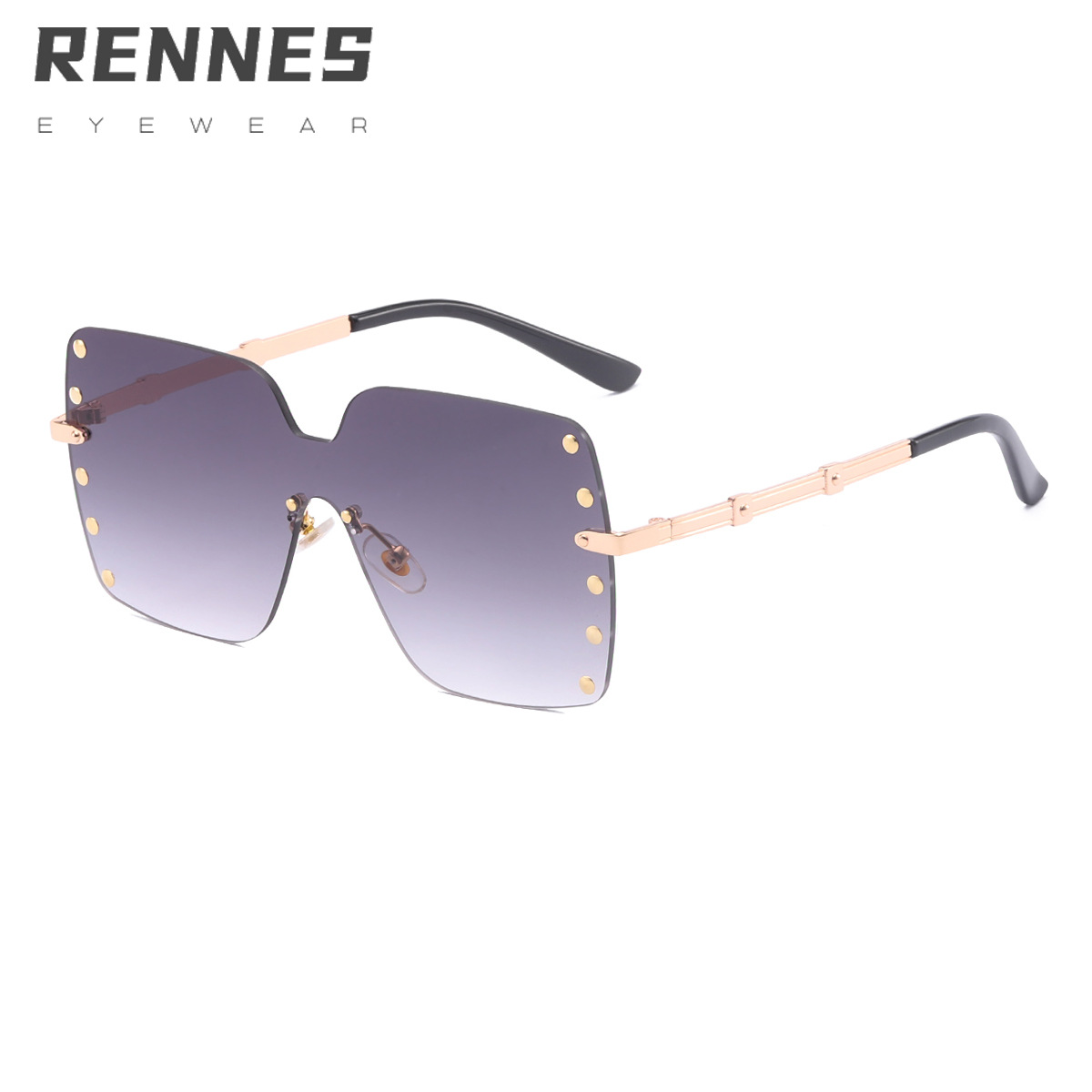 2022 nuevo remache de una pieza gafas de sol personalidad europea y americana gafas de sol sin marco gafas de sol de moda transfronteriza de las mujeres