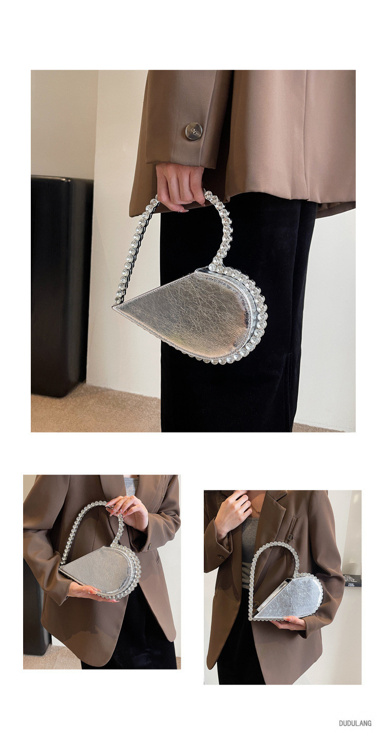 468g Weight Diamond Fashion Element Zipper Closure Type Top Handle Strap Type Handbag Bags Type Banquet Occasion PU Material Heart Shape Pattern All Seasons Season Women's Gender Elegant Style Heart-shaped Shape PU Heart Shape Diamond Heart-shaped Evening Bags 2
