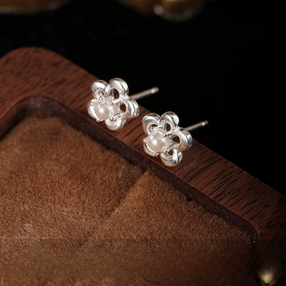 Earrings from pearl, small design ear clips, silver 925 sample