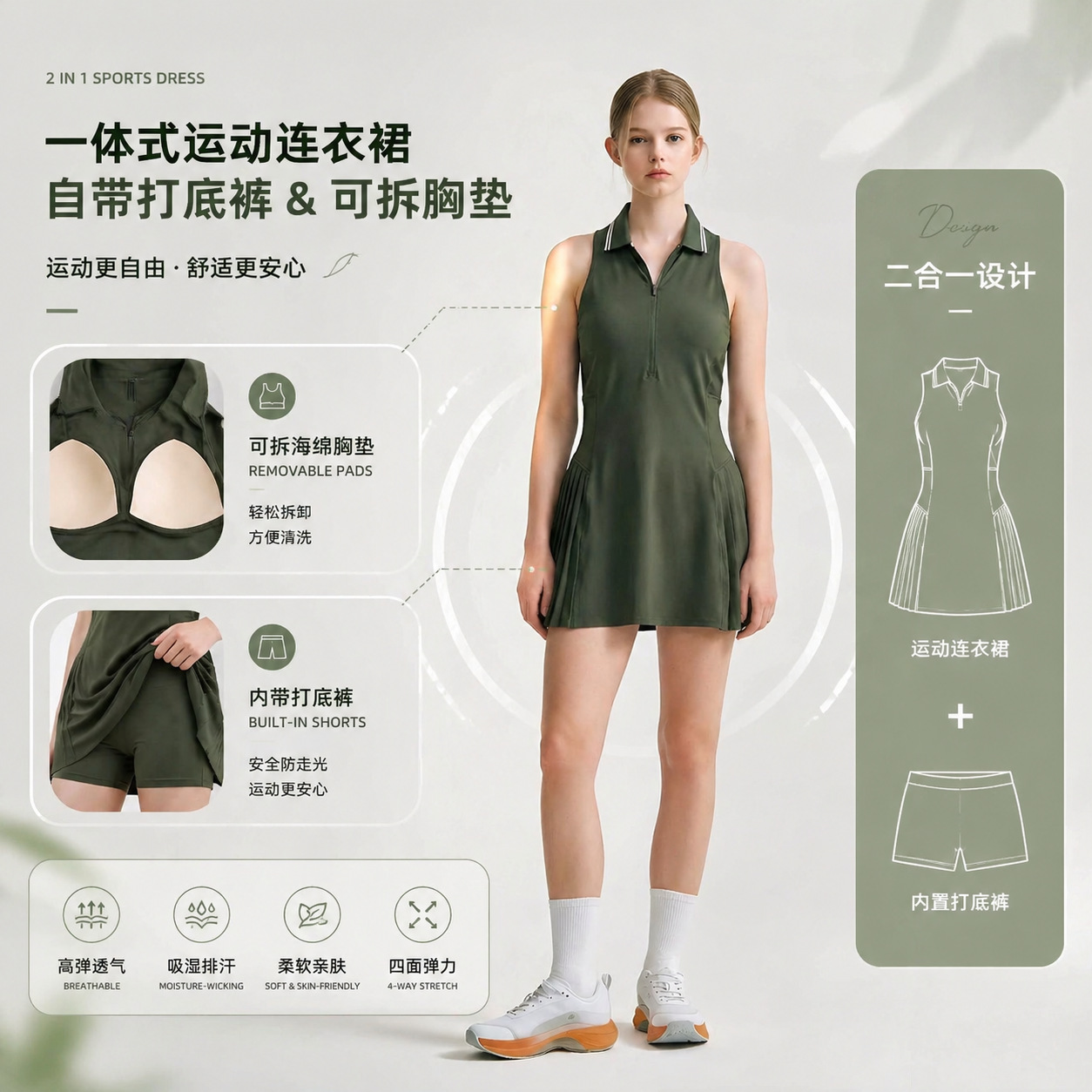 26 Spring and Summer New Style Mesh Back Fashion Sports Leggings Tennis Skirt Nylon Outdoor Badminton Dress