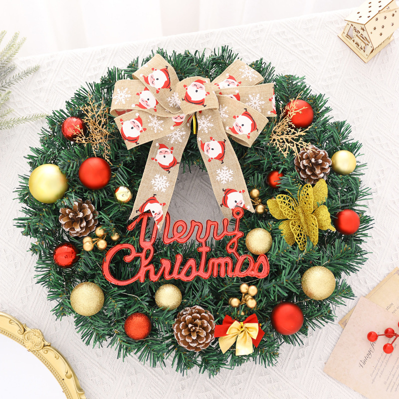 Navidad guirnalda Estilo nórdico decoraciones de Navidad hogar pared colgante puerta adornos Navidad bola cinta Garland Ratán