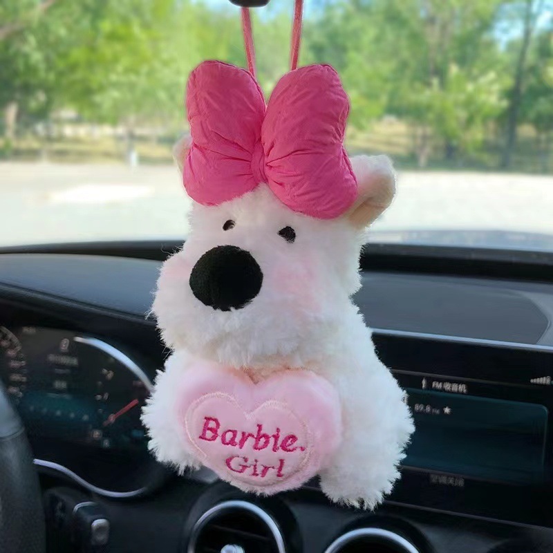 Lindo colgante de coche de West Highland garabateado cachorro amor felpa colgante de coche muñeca muñeca regalo de cumpleaños mujer