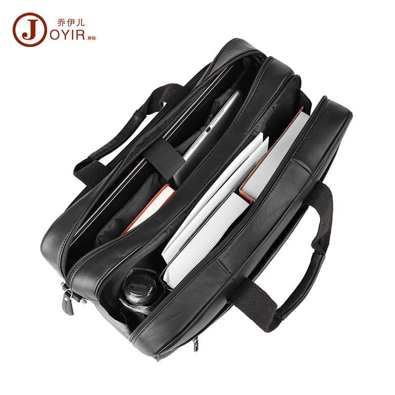 商务通勤手提包跨境新品17寸大容量旅行斜挎电脑包真皮男包公文包