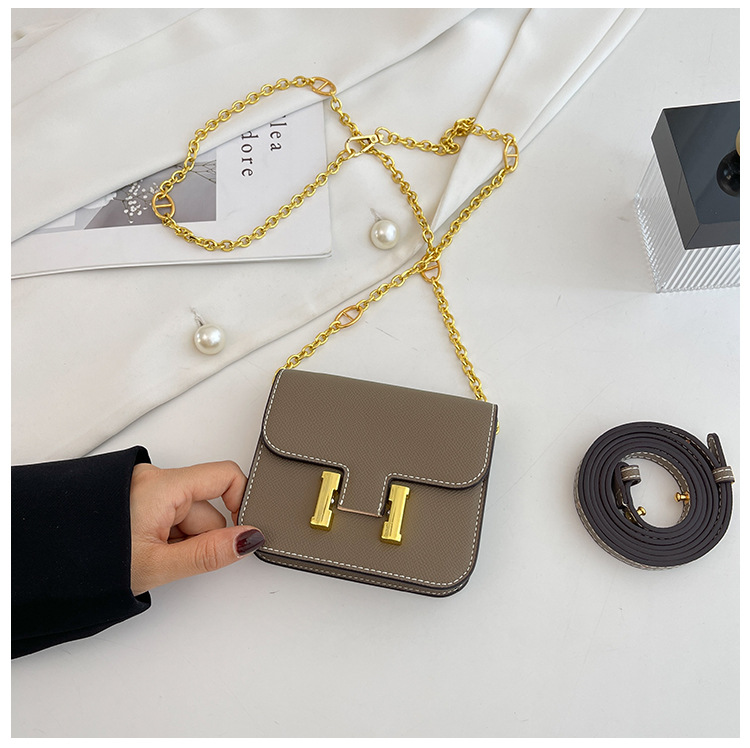 13cm 골드 버클 엘리펀트 그레이 - 골드 체인 + 그레이 벨트