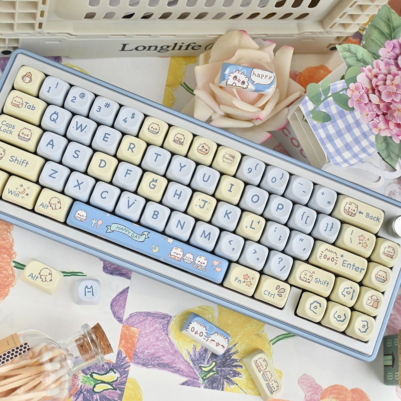 Blue kitten single-sided sublimation MOA highly personalized theme customized mechanical keyboard key cap customization