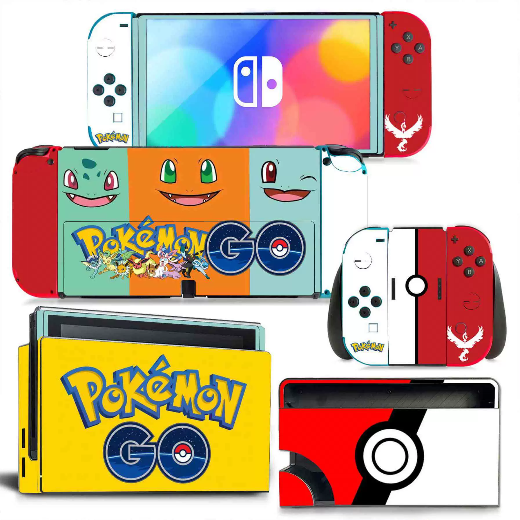 Подходит для наклейки на Switch OLED, мультфильм, Пикачу, без клея, матовая