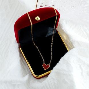Alloy Necklace Red Heart Love Necklace 2025 New Peach Heart Clavicle Chain Internet Celebrity Jewelry Women