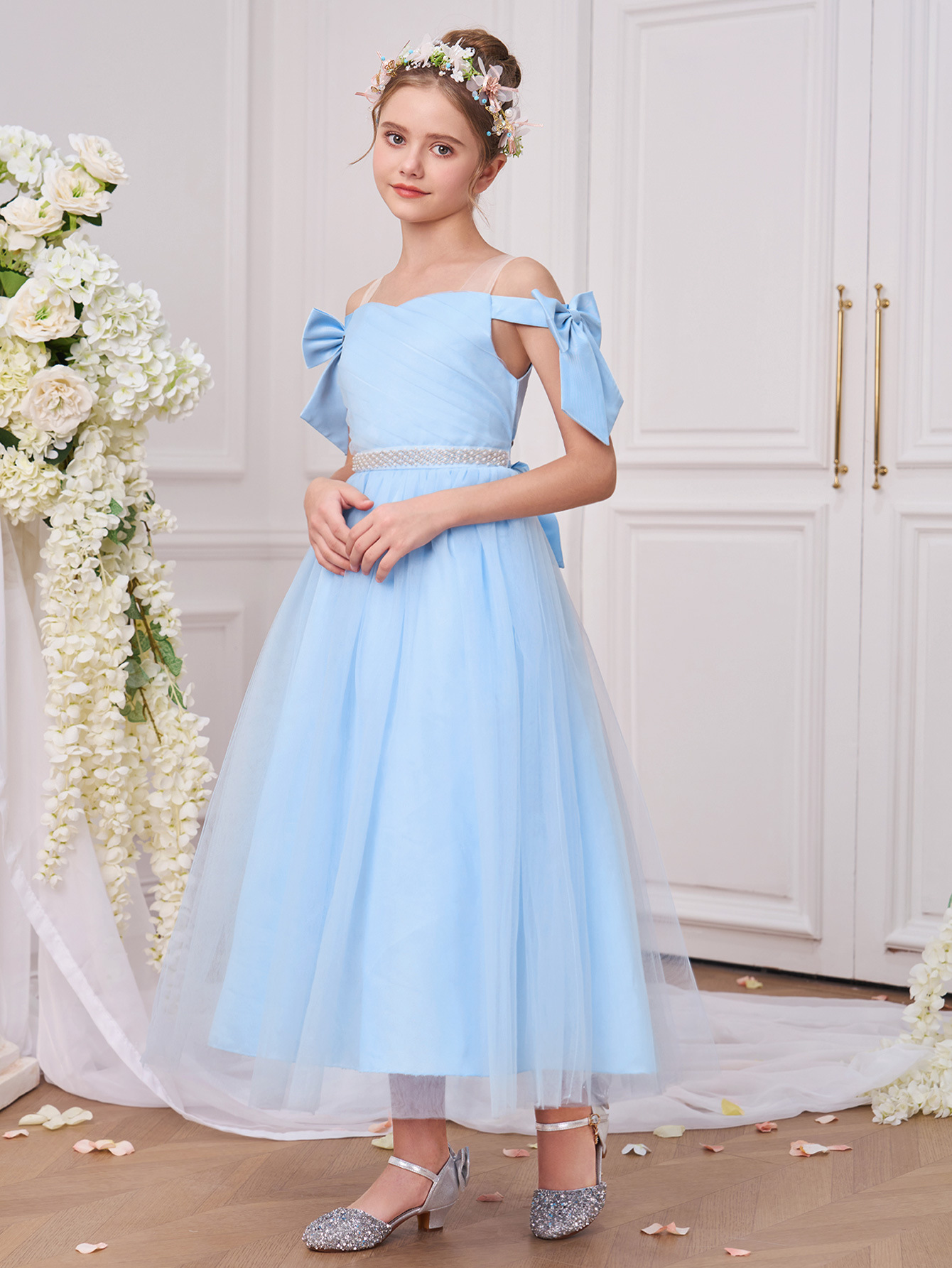 Verano nuevo vestido de princesa de niñas vestido de boda vestido de flores vestido de fiesta vestido de cumpleaños vestido de niños