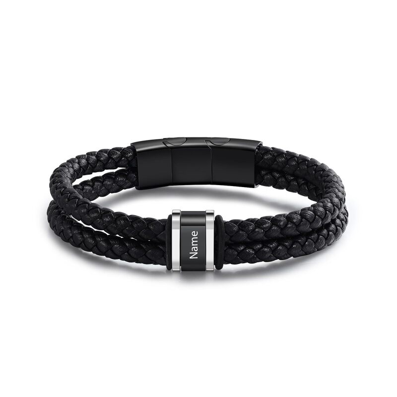 Amazon Personalized Bracelet Engraved Men's Name Bracelet Braided Leather Bracelet Father's Day Valentine's Day Gift Amazon Personalized Bracelet Engraved Men's Name Bracelet Braided Leather Bracelet Father's Day Valentine's Day Gift