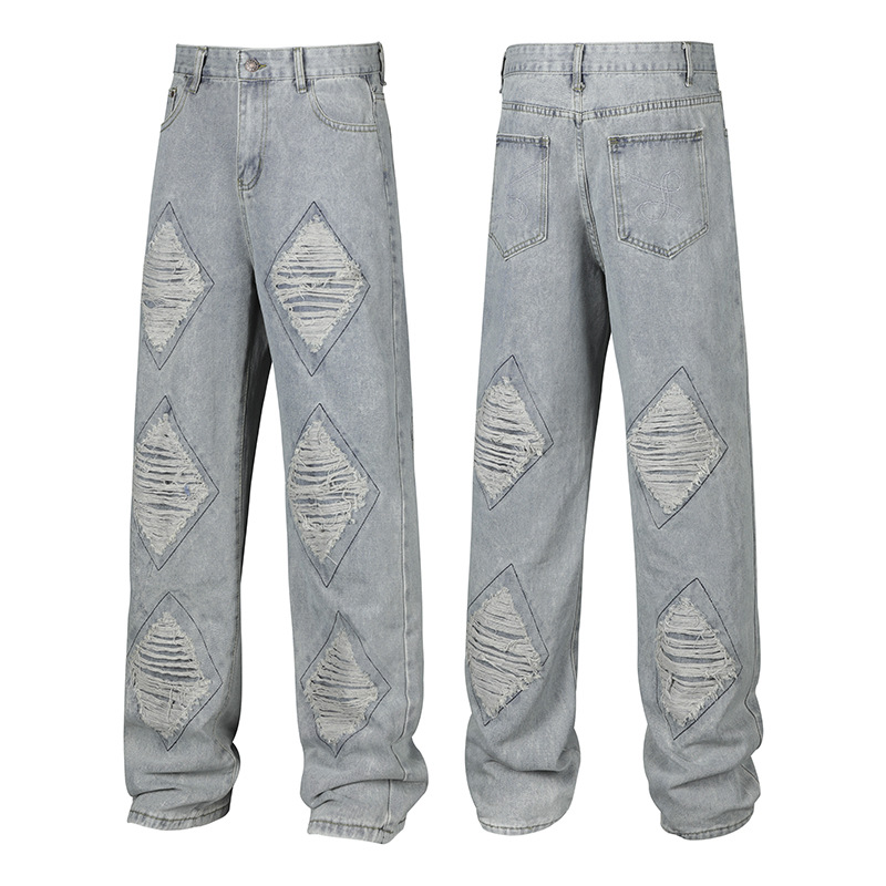 Pantalones Vaqueros Rotos para Hombre de Mezclilla de Poliéster, Corte Recto, Lavado con Agua, para Uso Casual image 5