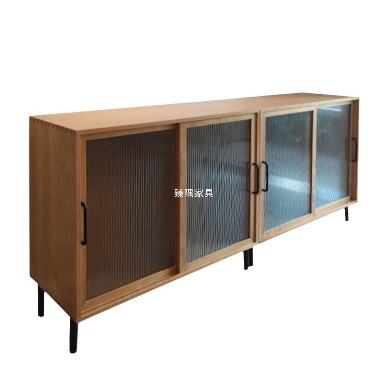 Gabinete de comedor de madera sólida nórdica sala de estar moderna simple gabinete bajo almacenamiento armario de almacenamiento puerta corredera de vidrio armario de cocina