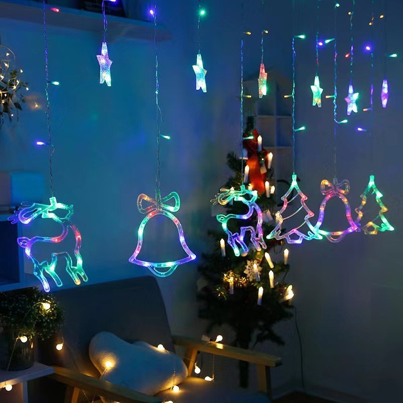 LEDソーラーストリングライトカーテンライトスターライトクリスマス屋外お祭り雰囲気装飾ライトランタンスターハグムーンライト|undefined