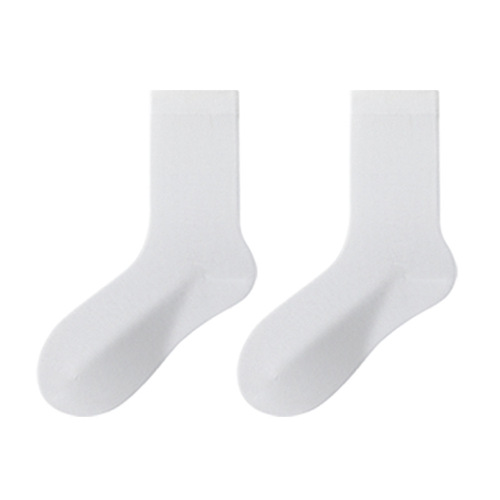 Black Women's Summer Thin Pure Cotton Mid-Calf Socks Match Loafers and Small Leather Shoes, No-Skull Long Socks