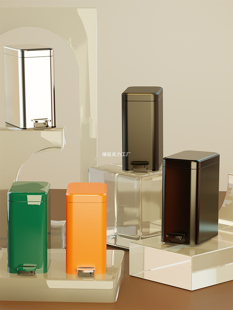 Cegier垃圾桶家用卫生间脚踏夹缝带盖厕所卫生间窄不锈钢密封踩踏