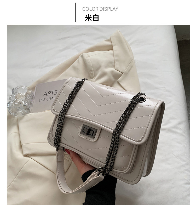 2021 New Women's Bags Fashion Chain Messenger Bag Embroidery Thread One-shoulder Small Square Bag display picture 16