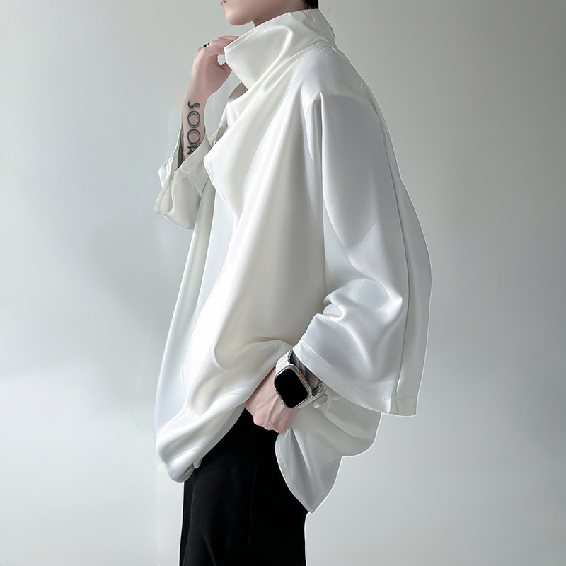 2024 new diablo c yaosi yamamoto ice silk niche design ruffian handsome high pile collar seven short sleeve t-shirt control