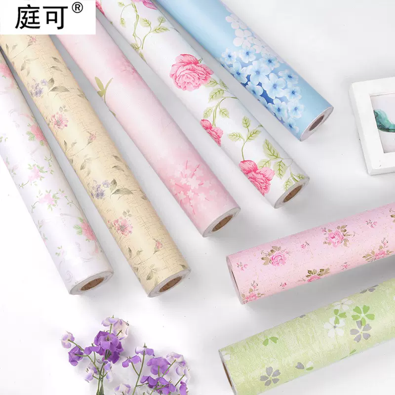 批发PVC壁纸自粘田园复古大花背景墙布卧室客厅装饰防水自贴墙纸