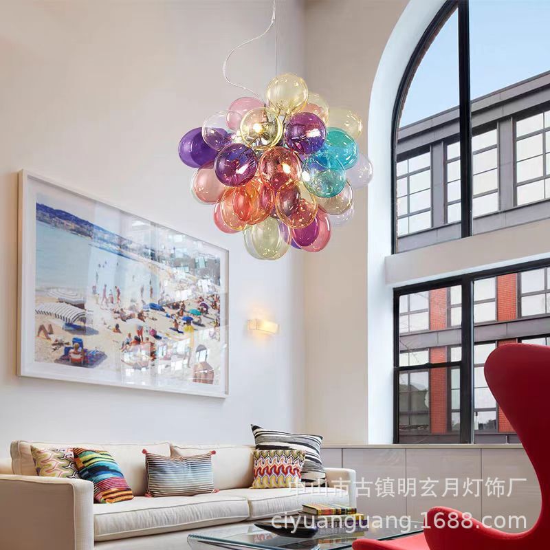 Nordic Designer Glass Bubble Children's Room Simple Chandelier Modern Color Bedroom Restaurant Clothing Store BALLIGHT