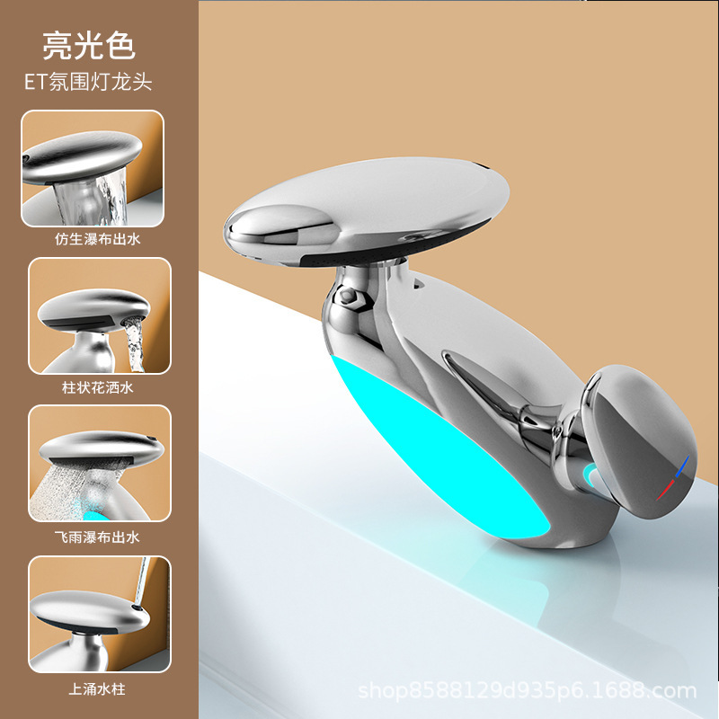 Baño lavabo grifo frío y caliente doble uso pingüino gabinete de baño de dibujo lavabo mesa de lavabo antifalentador boca