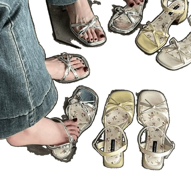 Sandals, summer footwear, universal suitable with a skirt high heels, shoes, french style, restless legs relief