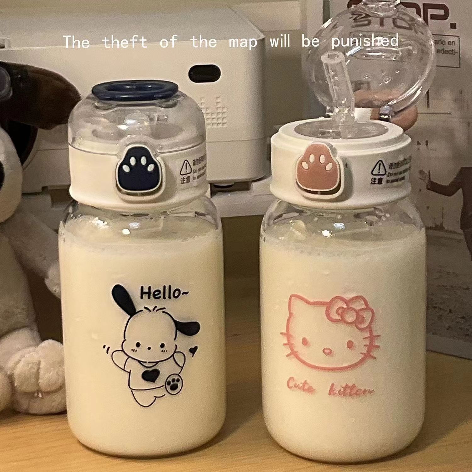 猫爪塑料杯ins高颜值小红书同款水杯女学生韩版可爱简约水杯
