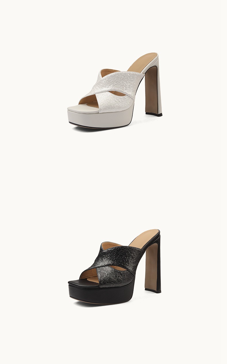 Sandal cao gót nữ hở mũi gót thô 13,5 cm — đen chi tiết 8