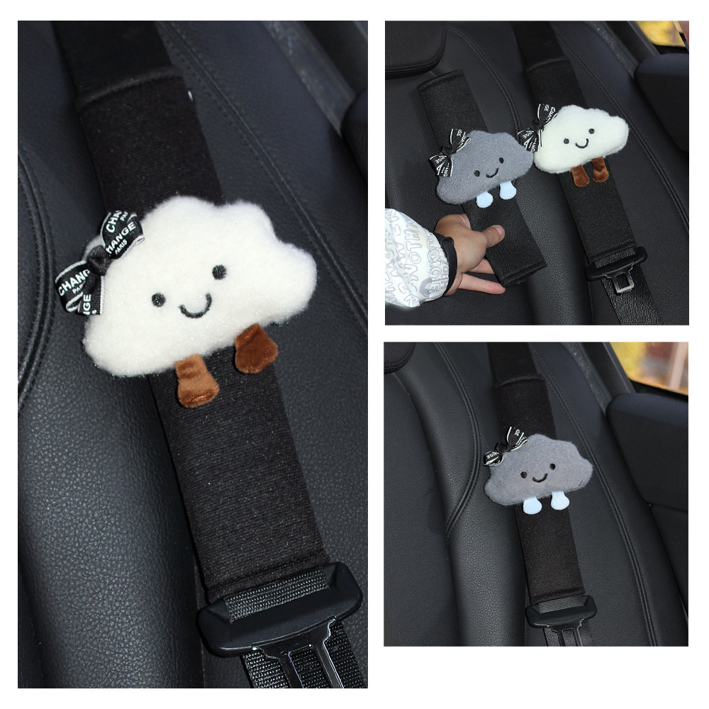 Car Seat Belt Shoulder Cover, Universal for All Seasons, Creative Little Cloud, Suitable for Tesla Interior Decorations for Girls