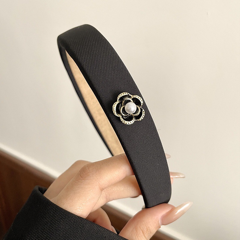 Banda para el cabello con pliegues en la parte superior del cráneo alto, horquilla de lavado de cara negra 2025 nuevo paquete de cabello a presión rojo neto, diadema de todo fósforo para mujeres