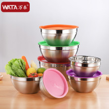 不锈钢沙拉碗料理盆加厚烘焙带盖硅胶底防滑搅拌碗打蛋盆餐具