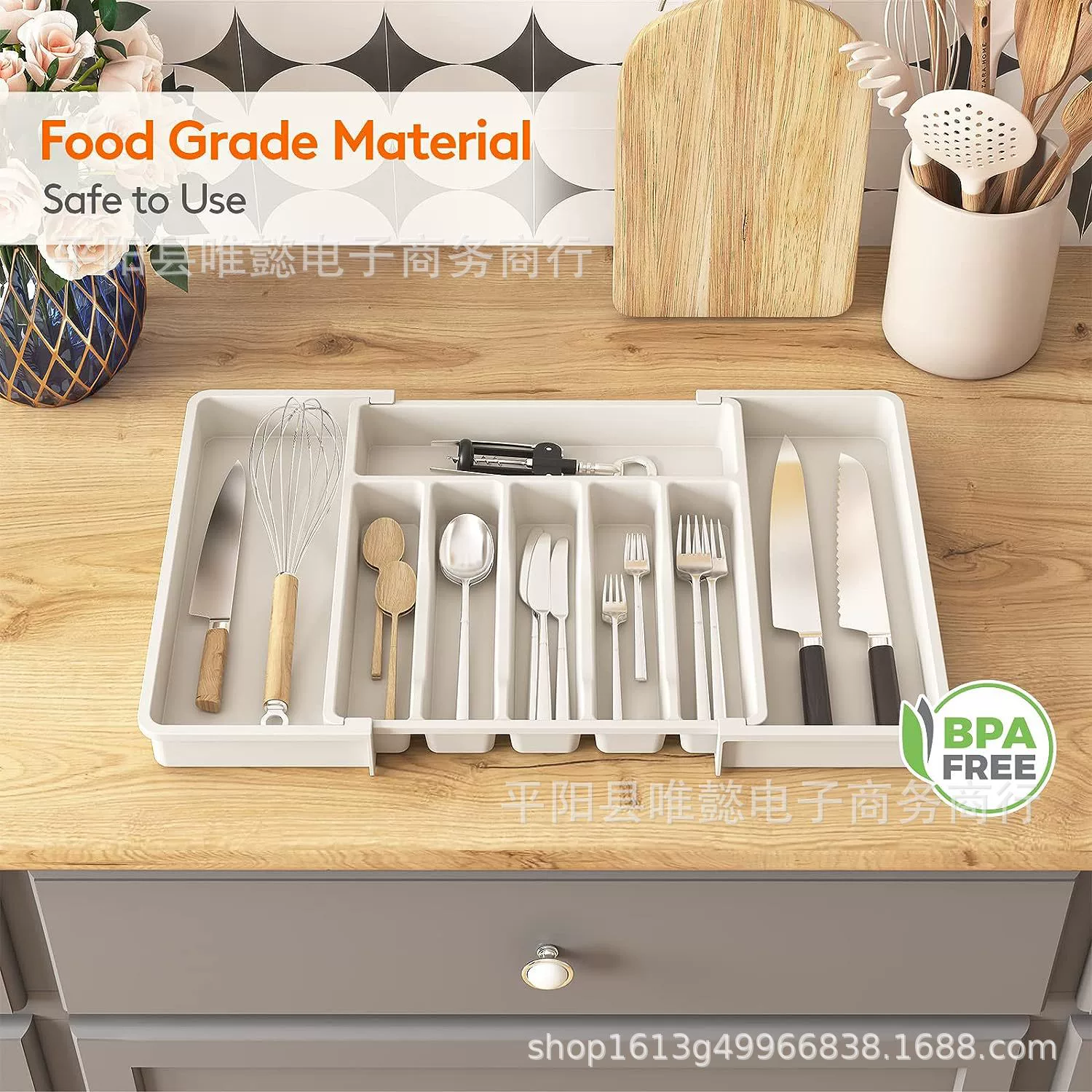 Раздвижной органайзер для столовых приборов Cross-border Expandable Utensil Tray, портативный выдвижной лоток для хранения столовых приборов для домашнего использования