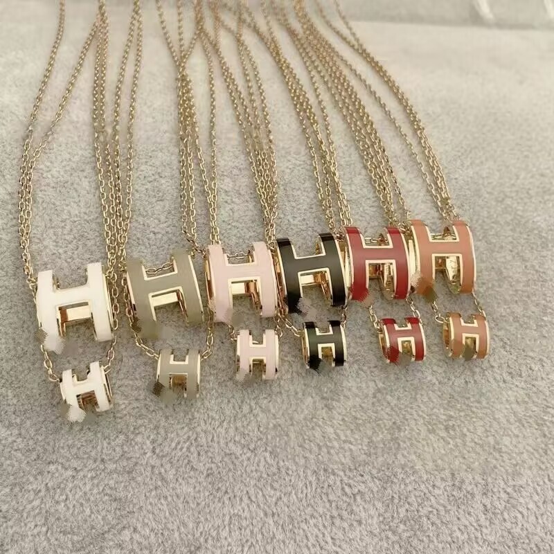 Copper+Titanium Steel Chain H Necklace High-End Gold Oil Drip Craft Clavicle Chain Pendant Internet Celebrity Fashion Factory Direct Sale Copper+Titanium Steel Chain H Necklace High-End Gold Oil Drip Craft Clavicle Chain Pendant Internet Celebrity Fashion Factory Direct Sale