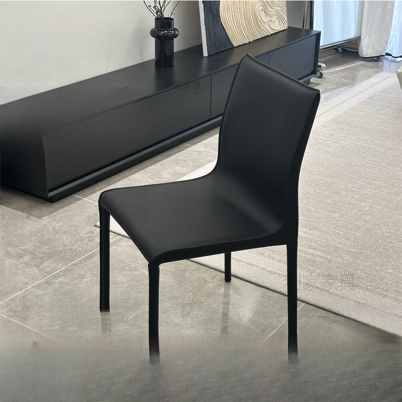 Italian Minimalist Dining Chair, Saddle Leather, Home Dining Chair with Backrest, Design-Inspired Leisure Desk Chair, Nordic Light Luxury Italian Minimalist Dining Chair, Saddle Leather, Home Dining Chair with Backrest, Design-Inspired Leisure Desk Chair, Nordic Light Luxury